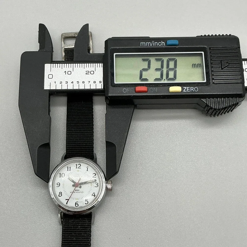 Vintage Timex Womens Watch 24mm White Dial Silver Tone Black Manual Wind